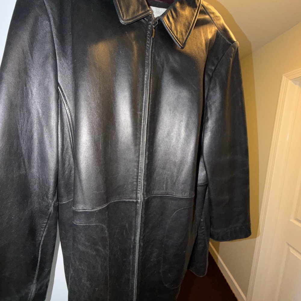 Liz Claiborne Black Leather Zip-Front Women's Jacket